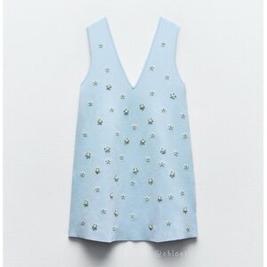 Zara BEADED JEWEL KNIT MINI DRESS